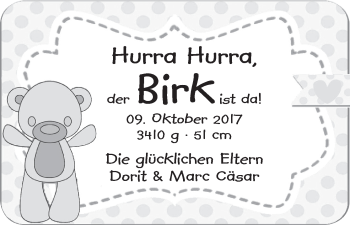Babyanzeige von Birk Cäsar von Die Norddeutsche