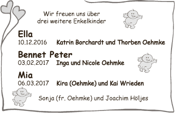 Babyanzeige von Mia  von WESER-KURIER