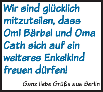 Babyanzeige von wir sind glücklich  von WESER-KURIER