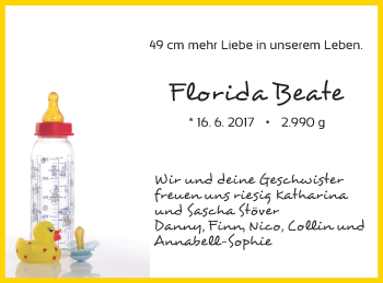 Babyanzeige von Florida Beate Stöver von Delmenhorster Kurier