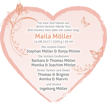 Babyanzeige von Maila Möller von Die Norddeutsche