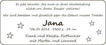 Babyanzeige von Jana Flothmeier von Wuemme Zeitung
