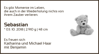 Babyanzeige von Sebastian Haar von Wuemme Zeitung