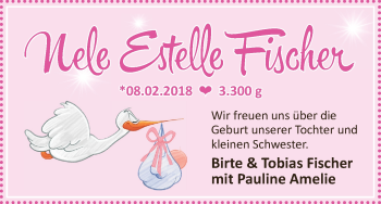 Babyanzeige von Nele Estelle Fischer von Osterholzer Kreisblatt