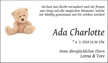 Babyanzeige von Ada Charlotte  von WESER-KURIER