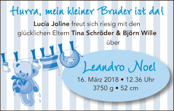 Babyanzeige von Leandro Noel  von Wuemme Zeitung