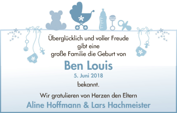 Babyanzeige von Ben Louis Hoffmann von WESER-KURIER