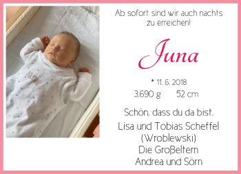 Babyanzeige von Juna  von WESER-KURIER