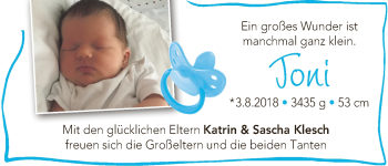 Babyanzeige von Toni Klesch von WESER-KURIER