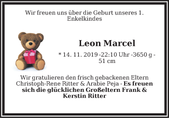 Babyanzeige von Leon Marcel  von Osterholzer Kreisblatt