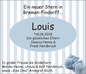 Babyanzeige von Louis  von WESER-KURIER