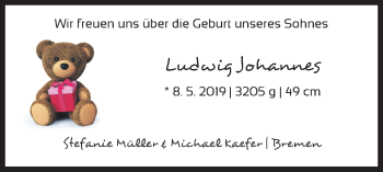 Babyanzeige von Ludwig Johannes  von WESER-KURIER