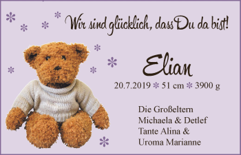 Babyanzeige von Elian  von Osterholzer Kreisblatt