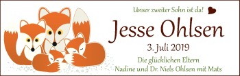 Babyanzeige von Jesse Ohlsen von WESER-KURIER