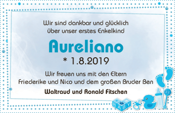 Babyanzeige von Aureliano  von WESER-KURIER
