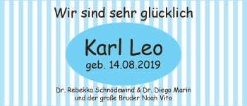 Babyanzeige von Karl Leo Schnödewind von WESER-KURIER