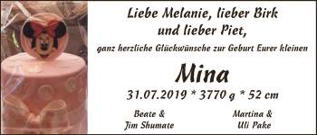 Babyanzeige von Mina  von WESER-KURIER