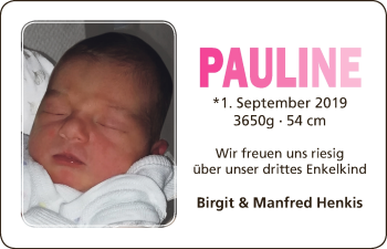 Babyanzeige von Pauline Henkis von Osterholzer Kreisblatt