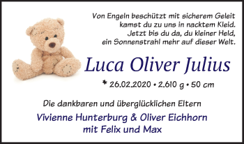 Babyanzeige von Luca Oliver Julius  von WESER-KURIER