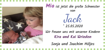 Babyanzeige von Jack  von WESER-KURIER