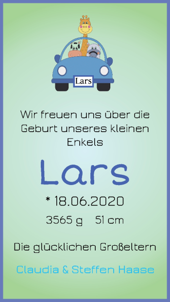 Babyanzeige von Lars Stromburg von WESER-KURIER