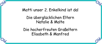 Babyanzeige von Matti  von WESER-KURIER