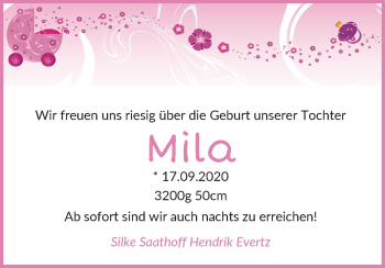 Babyanzeige von Mila  von WESER-KURIER
