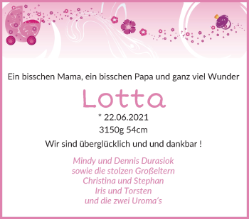 Babyanzeige von Lotta  von Osterholzer Kreisblatt