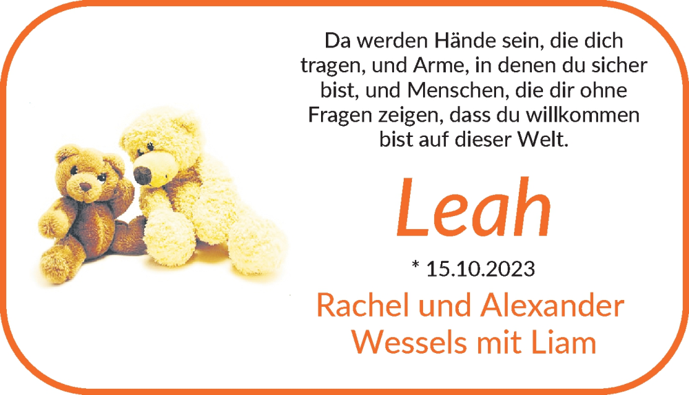 Anzeige für Leah  vom 21.10.2023 aus Die Norddeutsche