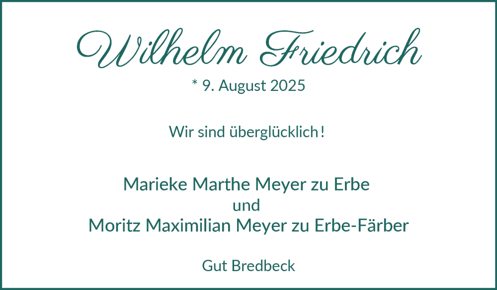 Anzeige für Wilhelm Friedrich  vom 13.09.2025 aus Wuemme Zeitung